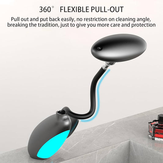 2-in-1 Faucet Glass Rinser and Sprayer for Bathroom Sink – Auto Cleaning Cup Washer, 360° Swivel Nozzle (Black/Silver)